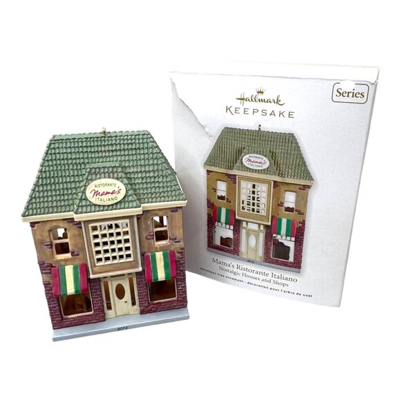 Hallmark Nostalgic Houses & Shops Set of 2 Mamas Restorante Italiano Corner Bank - Picture 4 of 6
